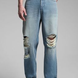 Jack & Jones Men Wide Leg High-Rise Highly Distressed Heavy Fade Cotton Jeans-picture-36