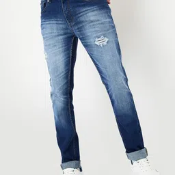 max Men Mildly Distressed Heavy Fade Regular Fit Mid-Rise Jeans-20