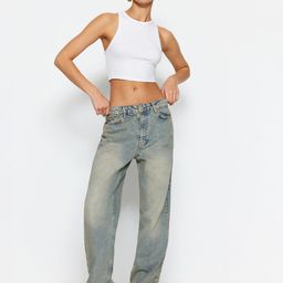 Trendyol Women Clean Look Heavy Fade Pure Cotton Jeans-image-76