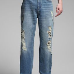Jack & Jones Men Wide Leg High-Rise Highly Distressed Light Fade Cotton Jeans-picture-24