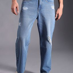 High Star Men 90's Relaxed straight Fit Heavy Distressed Fade Cotton Jeans-image-33