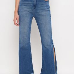 Madame Women Flared Mid-Rise Light Fade Cotton Side Slits Jeans-image-83
