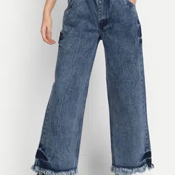 AngelFab Women Jean Wide Leg Heavy Fade Jeans-picture-9