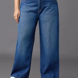 FREAKINS Women Wide Leg High-Rise Clean Look Light Fade Pure Cotton Jeans-15