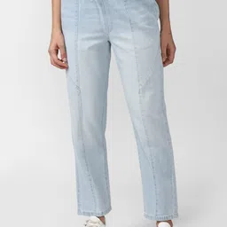 Forever 21 Women Mid Waist Straight Fit Regular Length Jeans-image-57