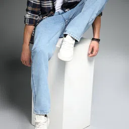 High Star Men Straight Fit Mid-Rise Clean Look Heavy Fade Cotton Jeans-image-53