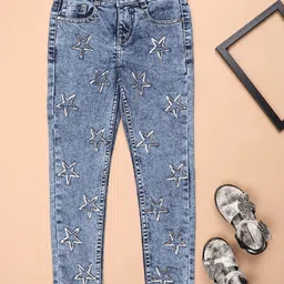 V-Mart Girls Slim Fit Clean Look Embellished Cropped Heavy Fade Jeans-image-42