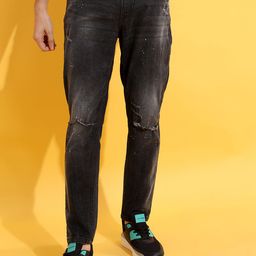 HIGHLANDER Men Low Distress Heavy Fade Tapered Fit Stretchable Jeans-image-74