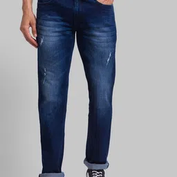 Parx Men Blue Slim Fit Low Distress Light Fade Jeans-picture-12