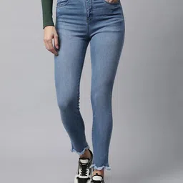Global Republic Women Comfort High-Rise Low Distress Light Fade Stretchable Jeans-image-5