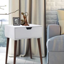 Metalsmith White and Brown Wooden Bedside Table-23