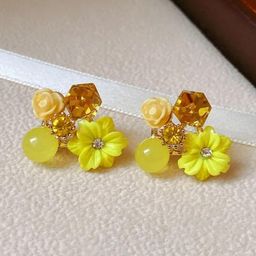 SZN Gold Plated Artificial Stones Floral Shape Studs-71