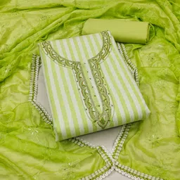 Blissta Striped Embellished Unstitched Dress Material-image-7