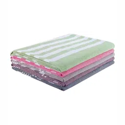 Aura 5Pcs Pink & Green Striped Pure Cotton Hand Towels-image-89