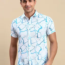 Classic Polo Men India Slim Fit Spread Collar Abstract Printed Cotton Casual Shirt-picture-38