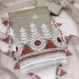 SAINOOR Embroidered Organza Unstitched Dress Material-image-69