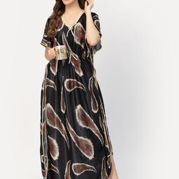 CHUI MUI Women V-Neck Printed Maxi Nightdress-image-44