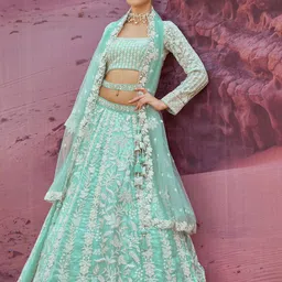 panchhi Embellished Beads & Stones Semi-Stitched Lehenga & Unstitched Blouse With Dupatta-picture-31