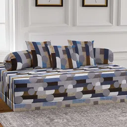 Arrabi 6-Pcs White & Blue Printed Diwan Set-24