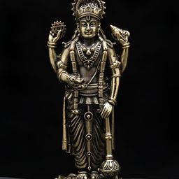 Exotic India Superfine Lord Vishnu Idol Standing on Lotus Brass Statue-image-66