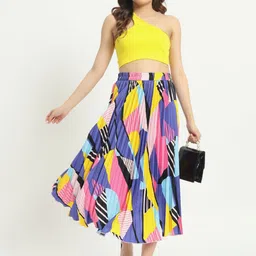 LookShine Printed A-Line Flared Midi Skirts image 4