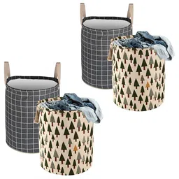 Kuber Industries Green & Grey 6 Pieces Printed Cotton Laundry Bags 60 l-5
