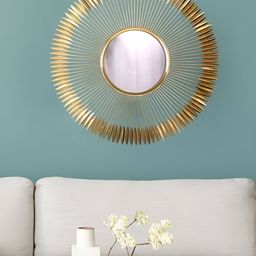 Royaloak Yellow Textured Round Glass Wall Mirror-image-24