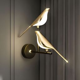 Lyse Decor Gold Toned & White Contemporary Bird Shaped Wall Lamp-35