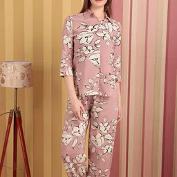 DARVI Floral Printed Three-Quarter Sleeves Shirt & Trousers-picture-41