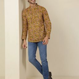 Anouk Rustic Floral Printed Mandarin Colllar Cotton Straight Kurta-image-90