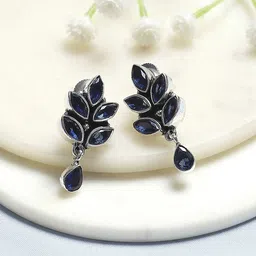 Biba Artificial Stones Studded Floral Drop Earrings-image-1