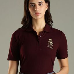 Tommy Hilfiger Women Brand Logo Printed Polo Collar Cotton T-shirt-picture-39