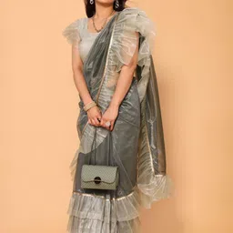 PATLANI STYLE Sequinned Net Saree-25