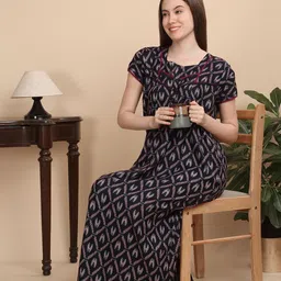 Sweet Dreams Women Pure Cotton Printed Maxi Nightdress-image-12