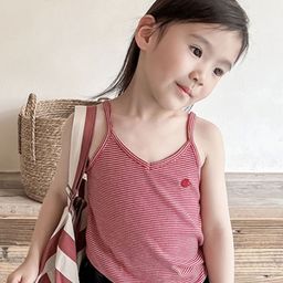 LULU & SKY Girls Striped Shoulder Straps Regular Cotton Top-image-77