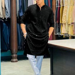 AWM Men Cotton Solid Straight Kurta-image-46