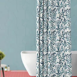 ArtzFolio White & Green Printed Waterproof Shower Curtain-image-65