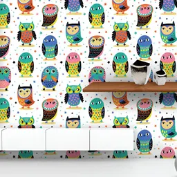 ArtzFolio Printed UV-Resistant Anti-Bacterial Owls & Stars Peel & Stick Wallpaper-image-55