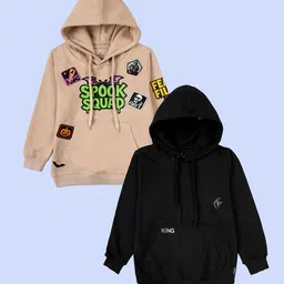 KiddoPanti Boys Pack of 2 Printed Hooded Sweatshirt-picture-14