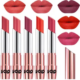 VOLO Set Of 5 Creme Matte Lipstick-3.5 g Each-Peach-Dark Peach-Rose Pink-Coral-Pink-image-91