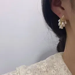 SUBHAGALANKAR Gold-Plated Pearls Beaded Contemporary Studs-37