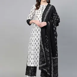 IKRASS Women Floral Printed Regular Pure Cotton Kurta Palazzos & Dupatta-58