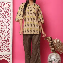 ETC Women Ethnic Motifs Printed Pure Cotton Night suit-image-54