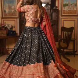 A TO Z CART Printed Ready to Wear Lehenga & Unstitched Blouse With Dupatta image 3