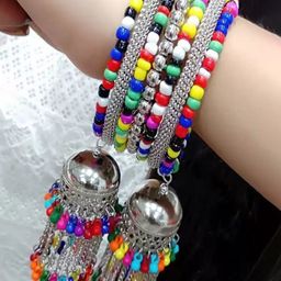 Sangria Set Of 2 Oxidised Beaded Bangle-22