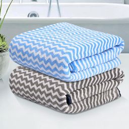 Kuber Industries Grey & White 2 Pieces Printed Microfiber 280 GSM Bath Towels-28