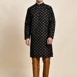 SKAVIJ Men Ethnic Motifs Printed Regular Kurta with Pyjamas-12