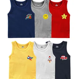 KidBee Kids Pack Of 6 Cartoon Printed Cotton Sleeveless T-Shirt-picture-31