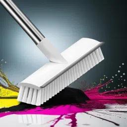 2-in-1 Floor Brush with Wiper | Long Handle Tile & Steel Surface Cleaner-MB Nylon Wet and Dry Brush-26