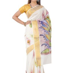 Rst R Selvamani Tex Floral Zari Pure Cotton Kasavu Saree-image-81